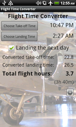 Flight Time Converter Android Screenshot 1
