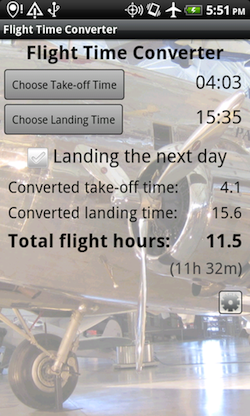 Flight Time Converter Android Screenshot 3